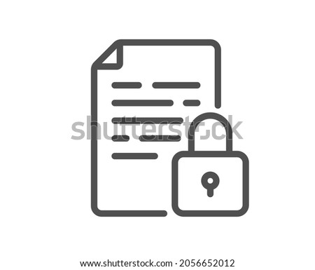 Lock line icon. Protected document sign. Padlock file symbol. Quality design element. Line style lock icon. Editable stroke. Vector