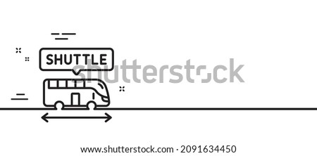 Shuttle bus line icon. Airport transport sign. Transfer service symbol. Minimal line illustration background. Shuttle bus line icon pattern banner. White web template concept. Vector