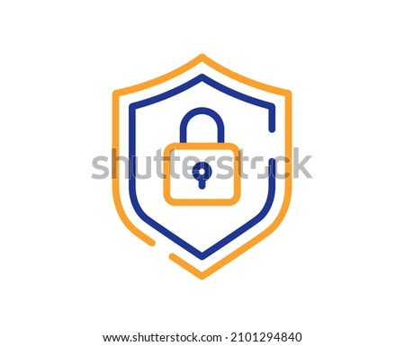 Shield line icon. Privacy secure sign. Safe defense symbol. Colorful thin line outline concept. Linear style shield icon. Editable stroke. Vector