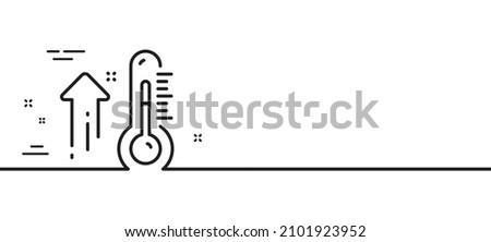 High thermometer line icon. Temperature diagnostic sign. Fever measuring symbol. Minimal line illustration background. High thermometer line icon pattern banner. White web template concept. Vector