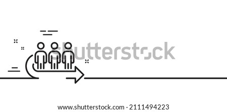 Queue line icon. People waiting sign. Direction arrow symbol. Minimal line illustration background. Queue line icon pattern banner. White web template concept. Vector