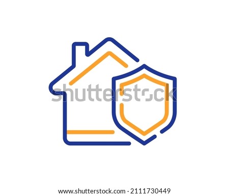 Home insurance line icon. House protect sign. Property defense symbol. Colorful thin line outline concept. Linear style home insurance icon. Editable stroke. Vector
