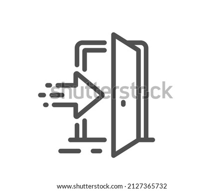 Entrance line icon. Entry door sign. Building exit symbol. Quality design element. Linear style entrance icon. Editable stroke. Vector
