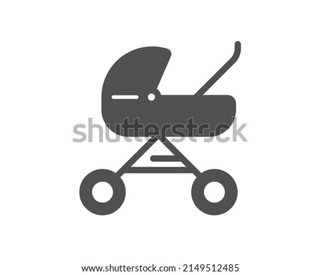 Baby carriage icon. Stroller trolley sign. Pram buggy symbol. Classic flat style. Quality design element. Simple baby carriage icon. Vector