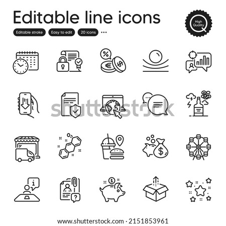 Set of Business outline icons. Contains icons as Text message, Chemical formula and Currency exchange elements. Stars, Download app, Elastic material web signs. Alcohol addiction. Vector