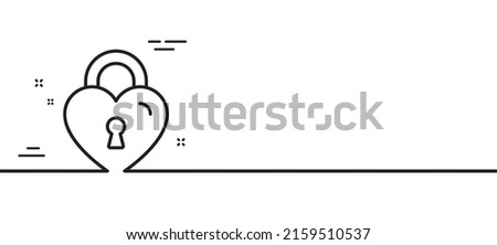 Love lock line icon. Honeymoon bridge locker sign. Couple relationships symbol. Minimal line illustration background. Love lock line icon pattern banner. White web template concept. Vector
