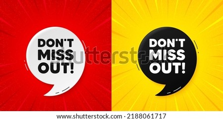 Dont miss out tag. Flash offer banner with quote. Special offer price sign. Advertising discounts symbol. Starburst beam banner. Miss out speech bubble. Vector