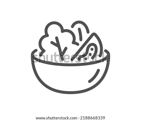 Salad line icon. Vegetable food sign. Healthy meal symbol. Quality design element. Linear style salad icon. Editable stroke. Vector