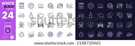 Cogwheel, Warning road and Brush line icons for website, printing. Collection of Vip chip, Laundry, Growth chart icons. Messenger, Ranking stars, Love web elements. Broken heart. Vector