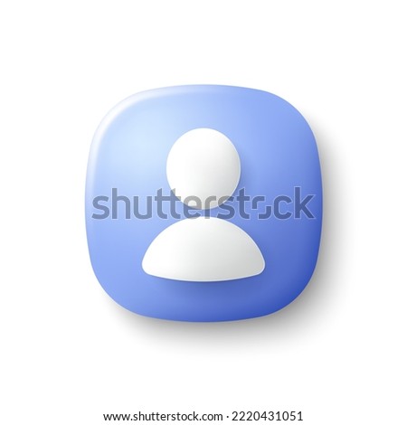 3d user profile icon vector. Avatar or person icon. Profile picture, portrait symbol. Neutral gender silhouette. 3d square button with avatar photo. Blank profile silhouette. Vector