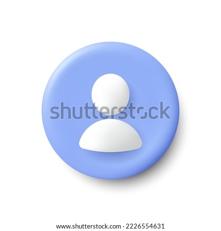 User profile 3d icon. Avatar or person button. Profile picture, portrait symbol. Neutral gender silhouette icon. 3d circle button with avatar photo. Blank profile silhouette. Vector