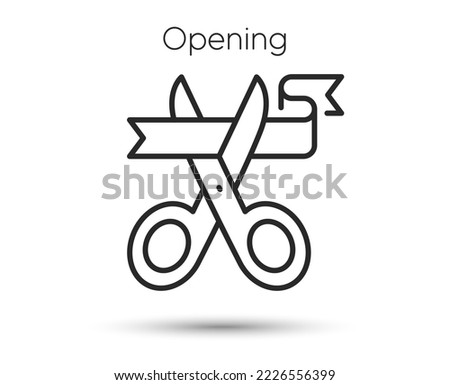 Open ceremony line icon. Cut ribbon sign. Grand opening scissors symbol. Illustration for web and mobile app. Line style inauguration ceremony icon. Editable stroke cut tape ribbon. Vector