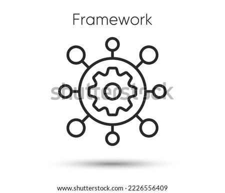 Framework line icon. Service gear sign. Execute development symbol. Illustration for web and mobile app. Line style framework data icon. Editable stroke cogwheel gear. Vector