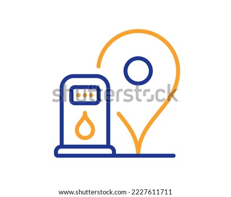 Petrol station line icon. Filling gas station location sign. Diesel fuel symbol. Colorful thin line outline concept. Linear style petrol station icon. Editable stroke. Vector