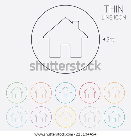 Home sign icon. Main page button. Navigation symbol. Thin line circle web icons with outline. Vector