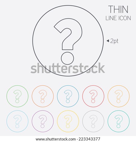 Question mark sign icon. Help symbol. FAQ sign. Thin line circle web icons with outline. Vector