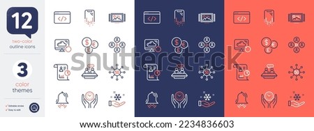 Set of Report, Video conference and Money currency line icons. Include Smartphone recovery, Recovery cloud, Seo script icons. 5g technology, Freezing, Employees talk web elements. Vector