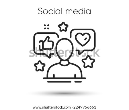 Social media specialist line icon. Media influence sign. Social blogger symbol. Illustration for web and mobile app. Line style influence person icon. Editable stroke social media blogger. Vector