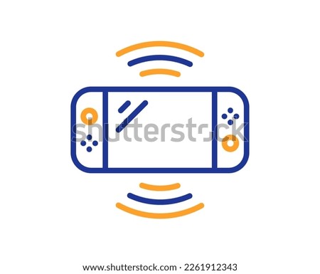 Game console line icon. Portable gamepad sign. Video joypad dock symbol. Colorful thin line outline concept. Linear style game console icon. Editable stroke. Vector