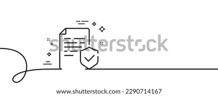 Certificate line icon. Continuous one line with curl. Approved test sign. Compliance document symbol. Certificate single outline ribbon. Loop curve pattern. Vector