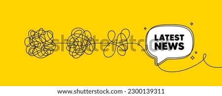 Latest news tag. Simplify complex process with speech bubble. Media newspaper sign. Daily information symbol. Latest news speech bubble message. Tangle chaos. Easy solution. Vector