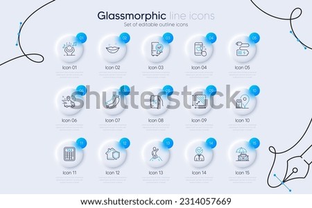 Set of Express delivery, Noise and Charging station line icons for web app. Sausage, Vacancy, Car insurance icons. Home insurance, Discounts app, Lips signs. Square area, Battery, Heart rating. Vector