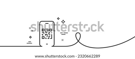 Qr code line icon. Continuous one line with curl. Scan barcode sign. Phone code scanner symbol. Qr code single outline ribbon. Loop curve pattern. Vector