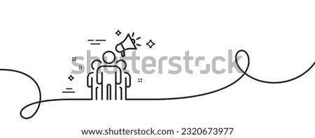 Brand ambassador line icon. Continuous one line with curl. Holding megaphone sign. Advertisement device symbol. Brand ambassador single outline ribbon. Loop curve pattern. Vector
