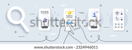 Telemedicine, Seo analytics and Medical calendar line icons pack. Phone screen mockup with 3d star, alert and chat message. Video conference, Cursor, Grocery basket web icon. Vector