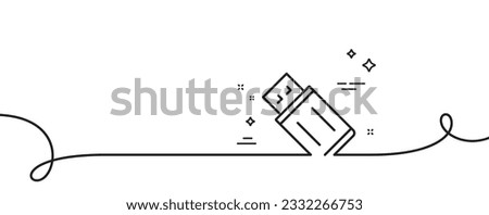 USB flash drive line icon. Continuous one line with curl. Memory stick sign. Portable data storage symbol. USB flash single outline ribbon. Loop curve pattern. Vector