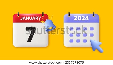 7th day of the month icon. Calendar date 3d icon. Event schedule date. Meeting appointment time. 7th day of January month. Calendar event reminder date. Vector