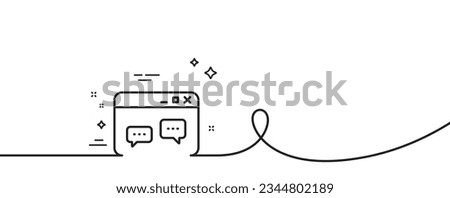 Browser Window line icon. Continuous one line with curl. Chat speech bubbles sign. Internet page symbol. Browser Window single outline ribbon. Loop curve pattern. Vector