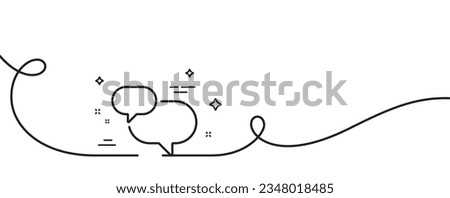 Chat comment line icon. Continuous one line with curl. Speech bubble sign. Social media message symbol. Chat message single outline ribbon. Loop curve pattern. Vector