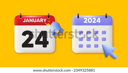 24th day of the month icon. Calendar date 3d icon. Event schedule date. Meeting appointment time. 24th day of January month. Calendar event reminder date. Vector