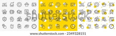 Outline Clipboard, Swipe up and Bread line icons pack for web with Loyalty program, Ice cream, Cursor line icon. Mental conundrum, Cake, Shield pictogram icon. 5g internet, Recovery gear. Vector