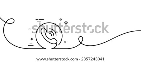 Call center service line icon. Continuous one line with curl. Phone support sign. Feedback symbol. Call center single outline ribbon. Loop curve pattern. Vector