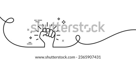 Empower line icon. Continuous one line with curl. Empowerment strength sign. Protest fist symbol. Empower single outline ribbon. Loop curve pattern. Vector