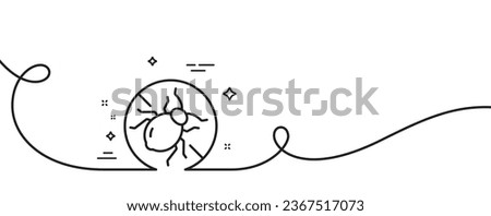 Mattress bed bugs line icon. Continuous one line with curl. Hypoallergenic sign. Anti-allergic symbol. Bed bugs single outline ribbon. Loop curve pattern. Vector