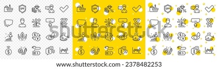 Outline Fish dish, Contactless payment and Info line icons pack for web with Sale bags, Headshot, Currency exchange line icon. Fair trade, Spf protection, Stock analysis pictogram icon. Vector