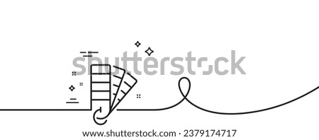 Pantone line icon. Continuous one line with curl. Painter color book sign. Paint swatches symbol. Palette single outline ribbon. Loop curve pattern. Vector