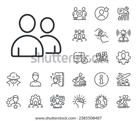 Couple or Group sign. Specialist, doctor and job competition outline icons. User line icon. Person silhouette symbol. Users line sign. Avatar placeholder, spy headshot icon. Strike leader. Vector