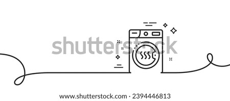 Dryer machine line icon. Continuous one line with curl. Laundry service sign. Dry clothing symbol. Dryer machine single outline ribbon. Loop curve pattern. Vector
