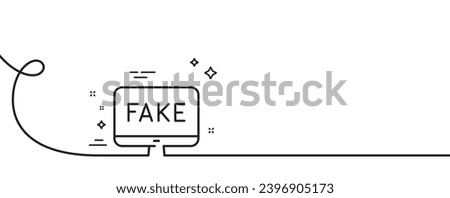 Fake news line icon. Continuous one line with curl. Propaganda conspiracy tv sign. Wrong truth symbol. Fake news single outline ribbon. Loop curve pattern. Vector
