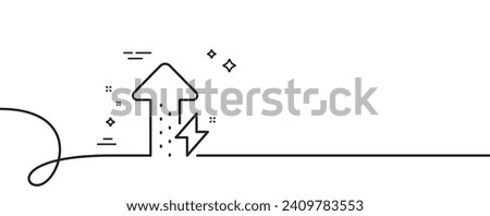 Energy line icon. Continuous one line with curl. Thunderbolt sign. Power consumption symbol. Energy growing single outline ribbon. Loop curve pattern. Vector