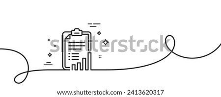 Checklist line icon. Continuous one line with curl. Graph chart sign. Growth diagram symbol. Checklist single outline ribbon. Loop curve pattern. Vector