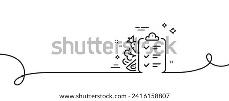 Diet menu line icon. Continuous one line with curl. Low calories food sign. Kcal checklist symbol. Diet menu single outline ribbon. Loop curve pattern. Vector