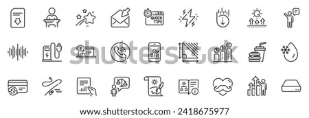 Icons pack as Scroll down, Father day and Election candidate line icons for app include Smartphone statistics, Mini pc, Download file outline thin icon web set. Technical algorithm. Vector
