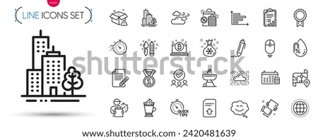 Pack of Santa sack, Smile chat and Upload file line icons. Include Latte coffee, Article, No alcohol pictogram icons. Calendar, Delivery warning, Grill signs. Shopping bags. Vector