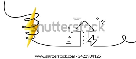 Energy line icon. Continuous one line with curl. Thunderbolt sign. Power consumption symbol. Energy growing single outline ribbon. Loop curve with energy. Vector
