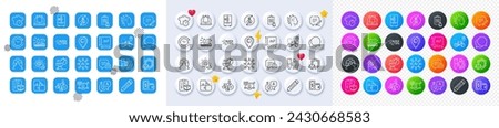 Education, Artificial intelligence and Pencil line icons. Square, Gradient, Pin 3d buttons. AI, QA and map pin icons. Pack of Cogwheel, Time change, Chat message icon. Vector